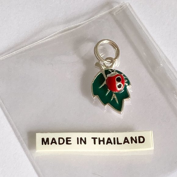 Sterling Silver Ladybug Charm 925 Enamel Red Leaf European Bead Pendant Bracelet - Picture 8 of 8